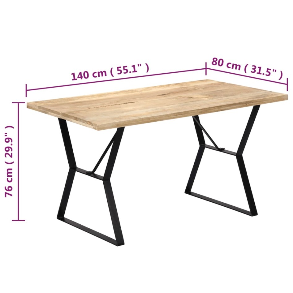 Mesa de comedor de madera maciza de mango 140x80x76