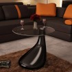 Mesa de centro con superficie redonda vidrio negro brillante