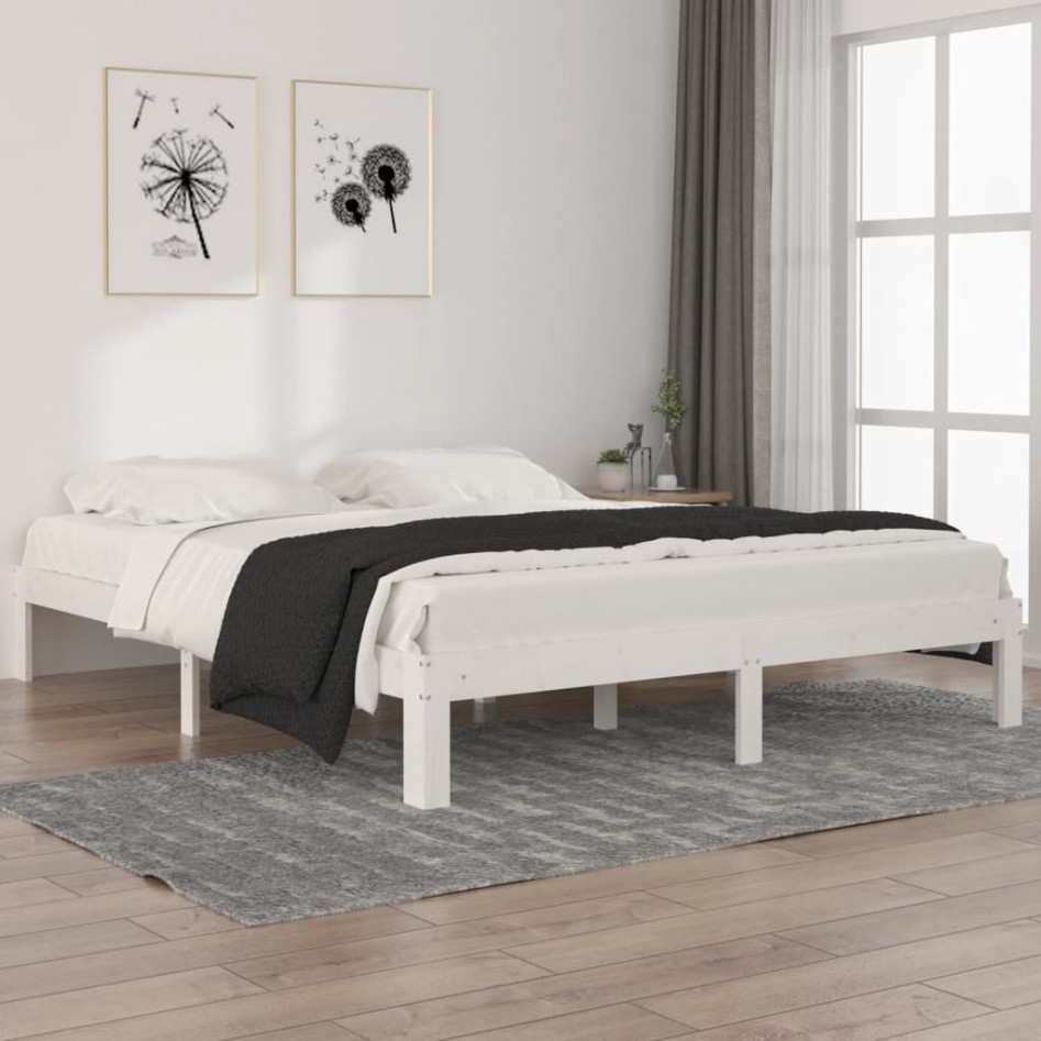 Estructura de cama de madera maciza de pino blanco 160x200