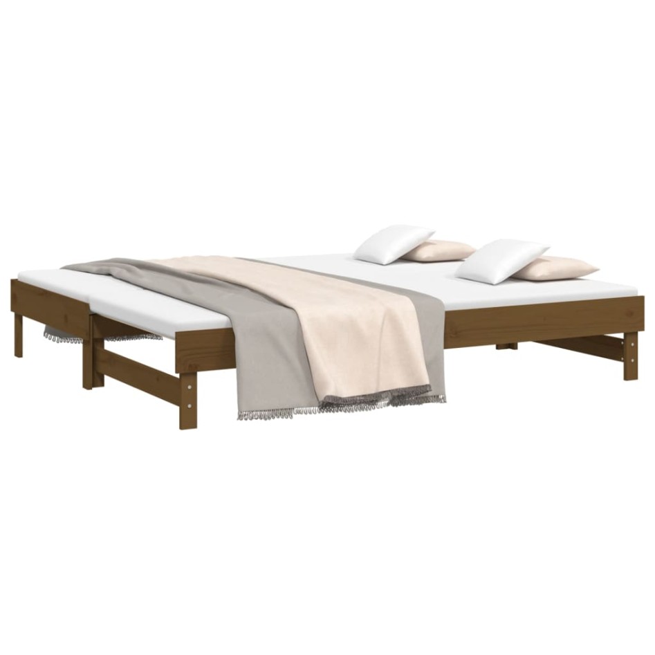 Sofá cama extraíble madera maciza de pino marrón 2x(100x200)