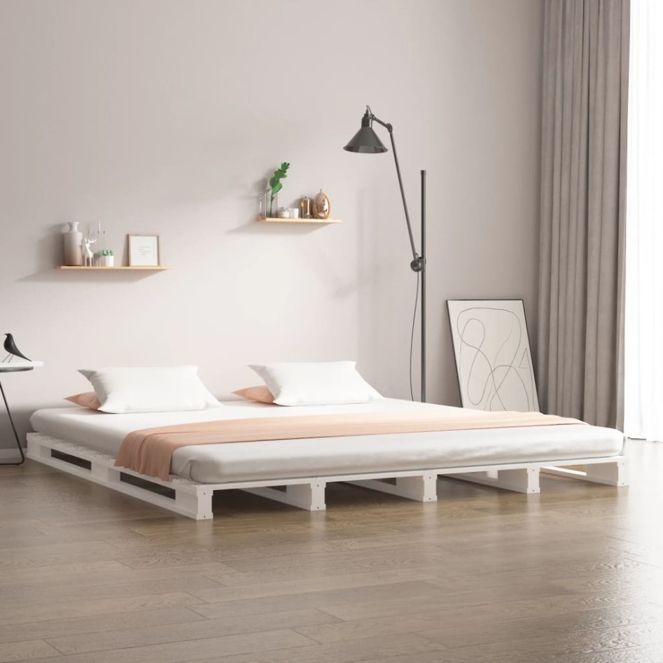 Cama de palets de madera maciza de pino 160x200