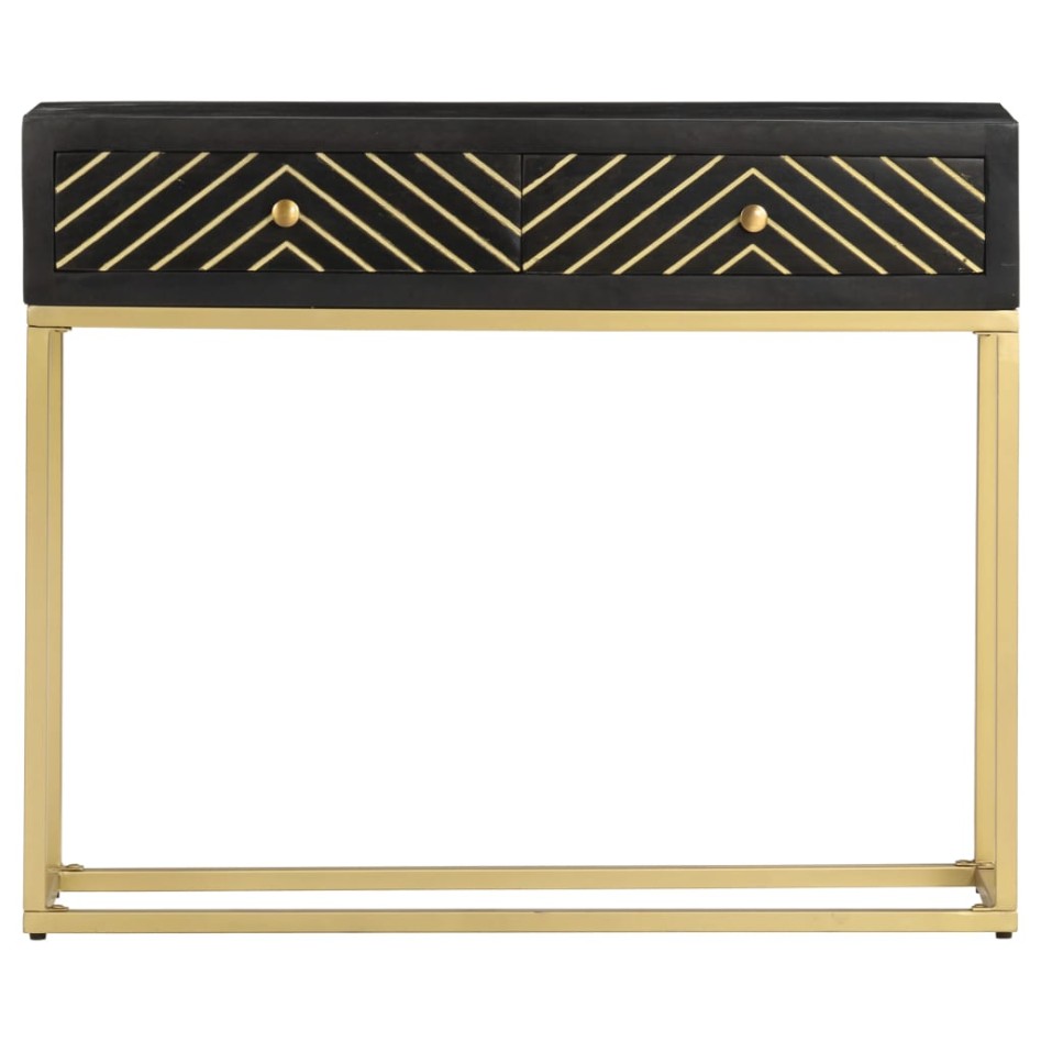 Mesa consola madera maciza de mango negro y dorado