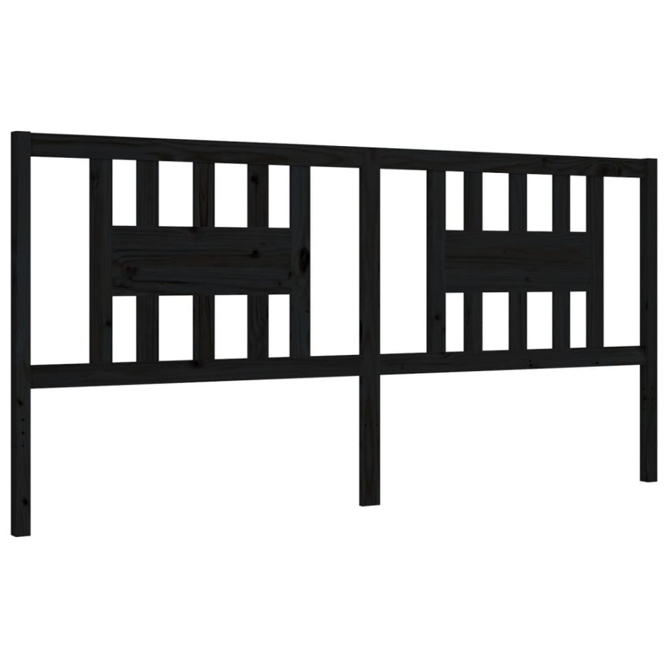 Estructura de cama con cabecero madera maciza negro 200x200