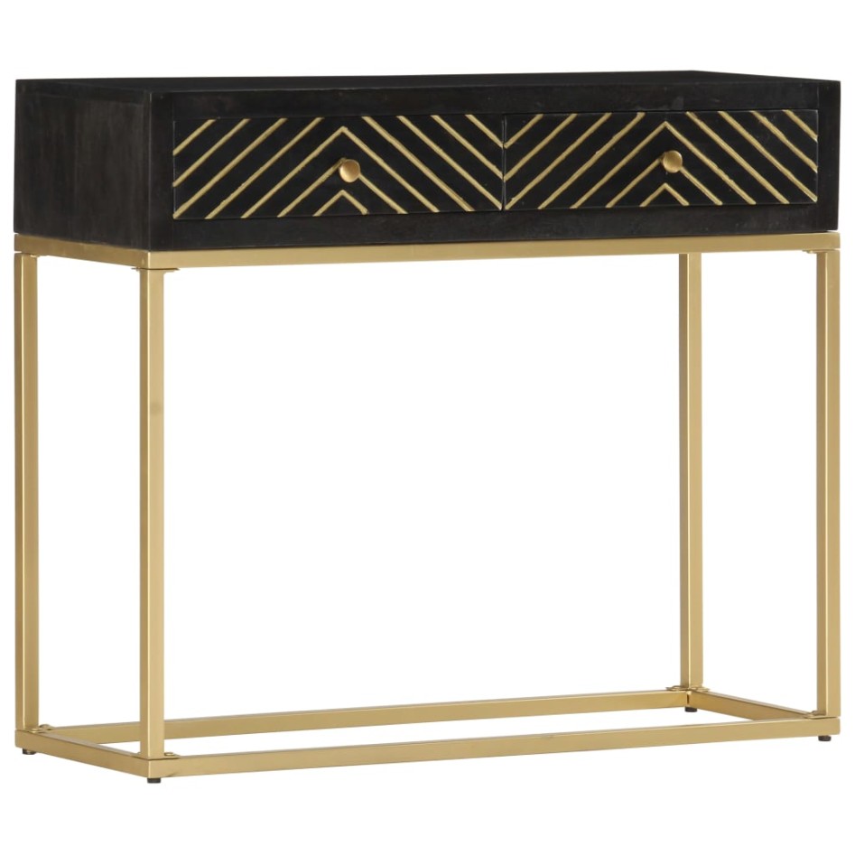 Mesa consola madera maciza de mango negro y dorado
