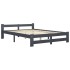 Estructura de cama madera maciza de pino gris oscuro 180x200