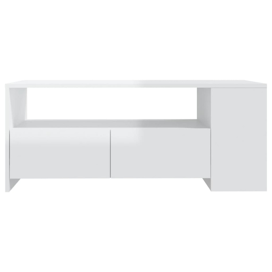 Mesa de centro madera de ingeniería blanco brillo 102x55x42