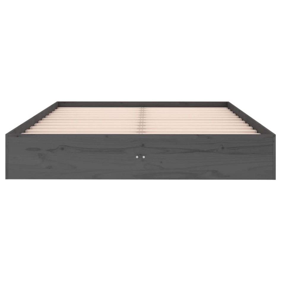 Estructura de cama madera maciza gris doble 135x190