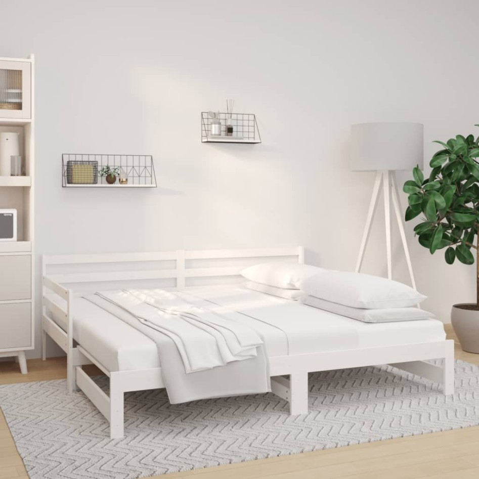 Sofá cama extraíble madera maciza de pino blanco 2x(90x190)