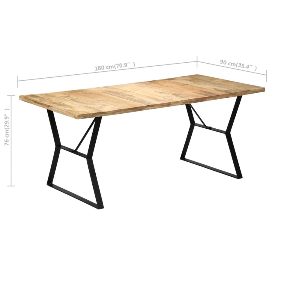 Mesa de comedor de madera maciza de mango 180x90x76