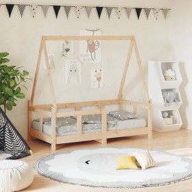 Estructura de cama para niños madera maciza de pino 70x140