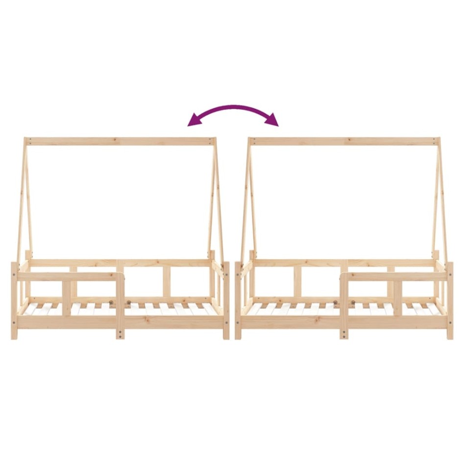 Estructura de cama para niños madera maciza de pino 70x140