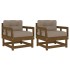 Sillones de jardín cojines 2 uds madera maciza pino marrón