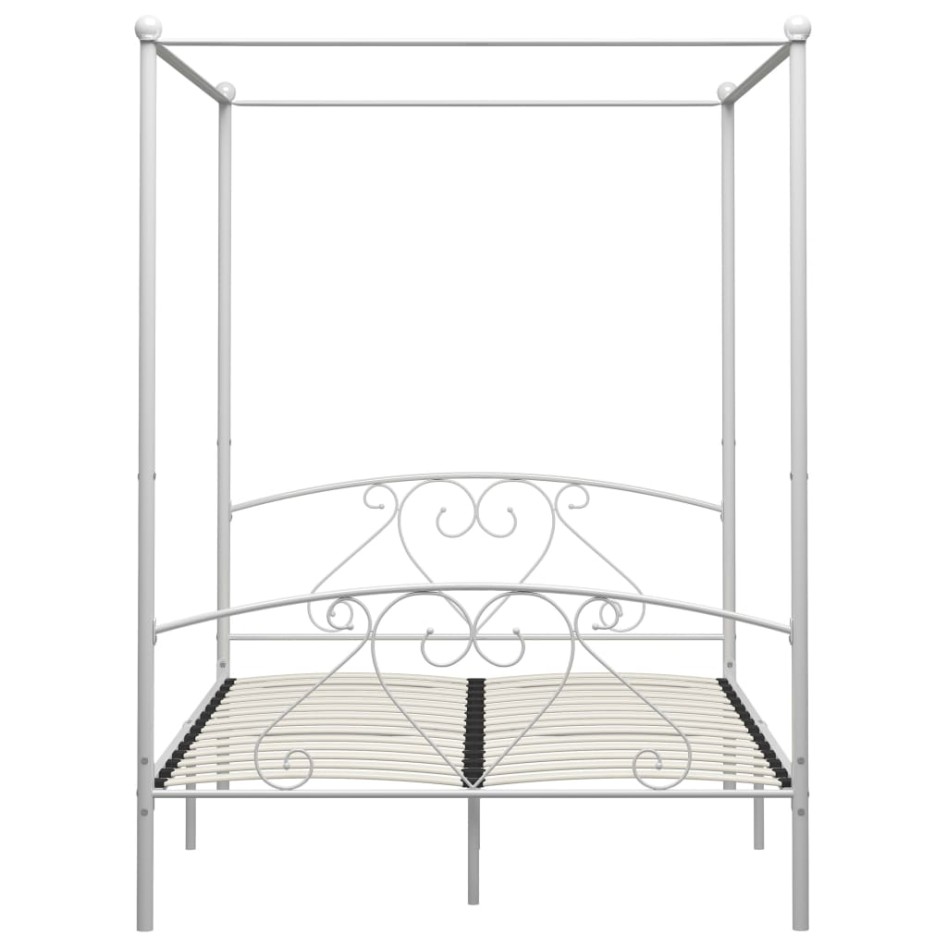 Estructura de cama con dosel metal blanco 160x200