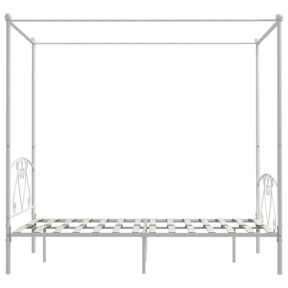 Estructura de cama con dosel metal blanco 160x200