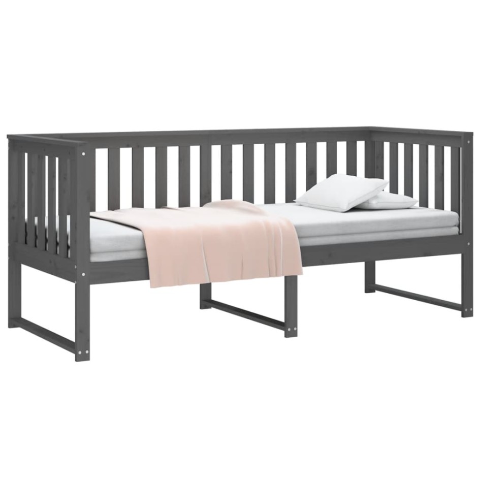 Sofá cama madera maciza de pino gris 75x190