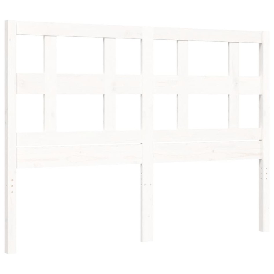 Estructura de cama con cabecero madera maciza blanco 140x190