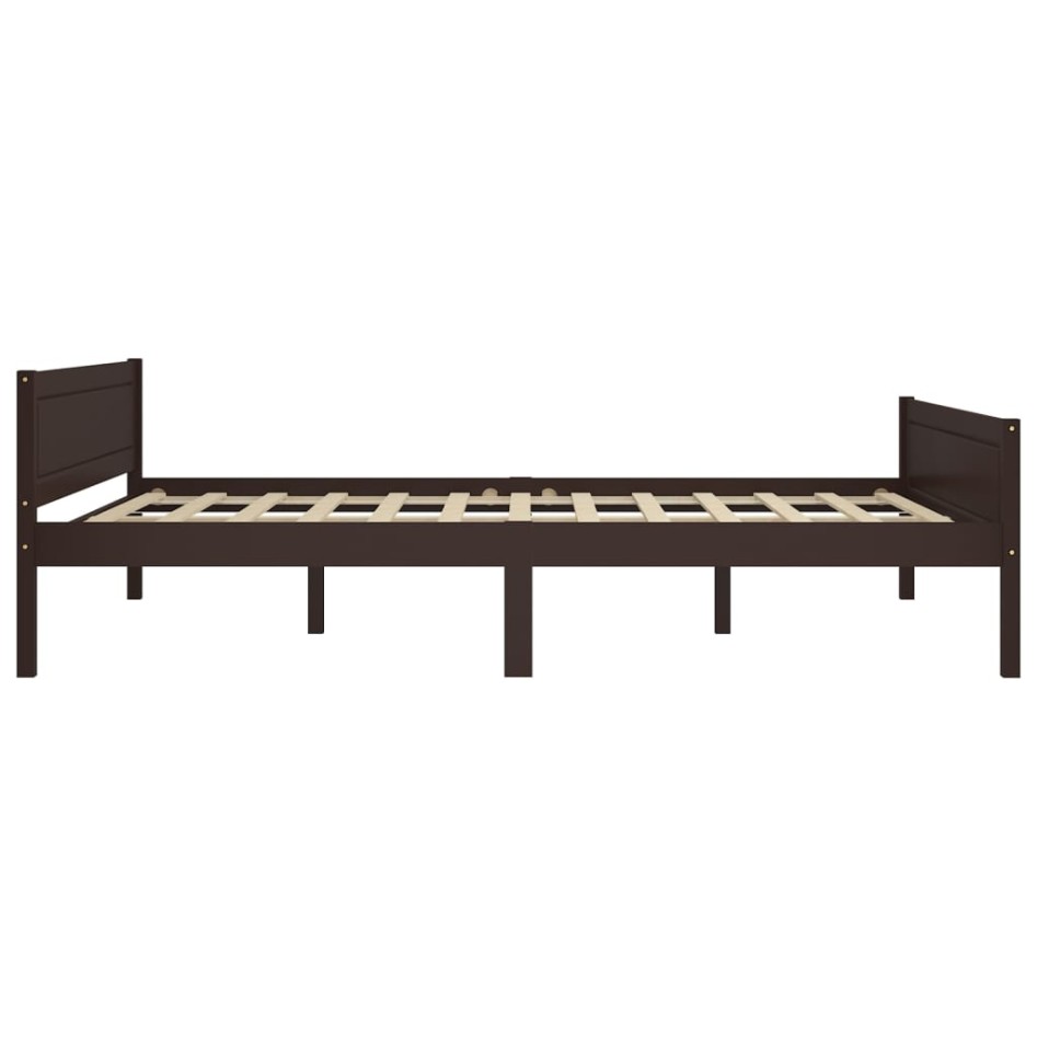 Estructura de cama madera maciza pino marrón oscuro 160x200