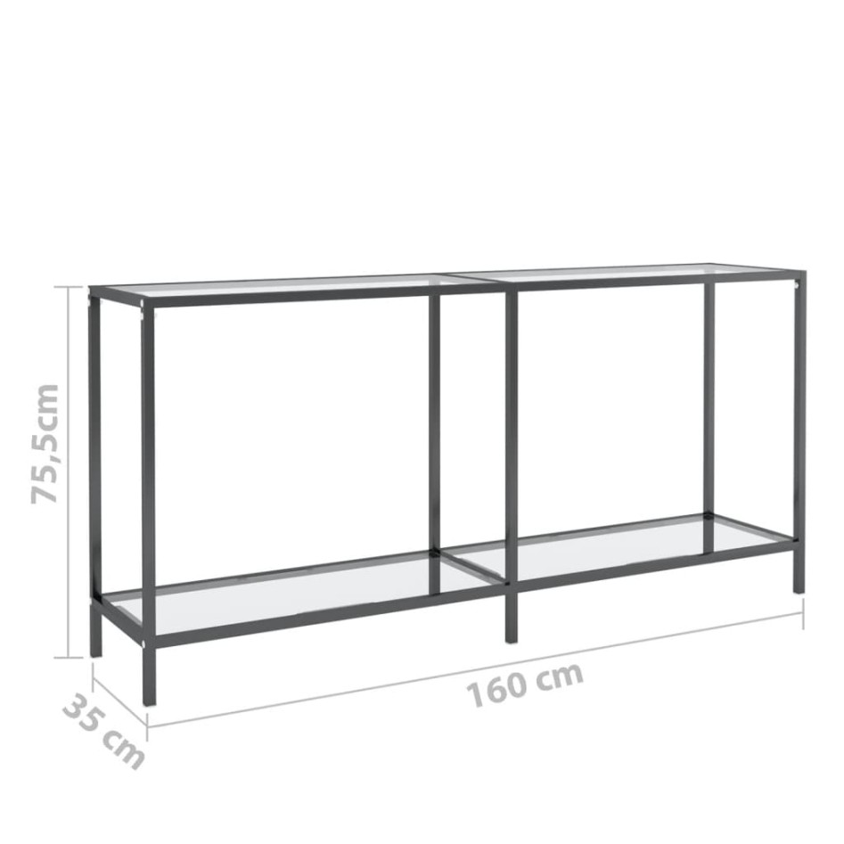 Mesa consola vidrio templado transparente 160x35x75,5