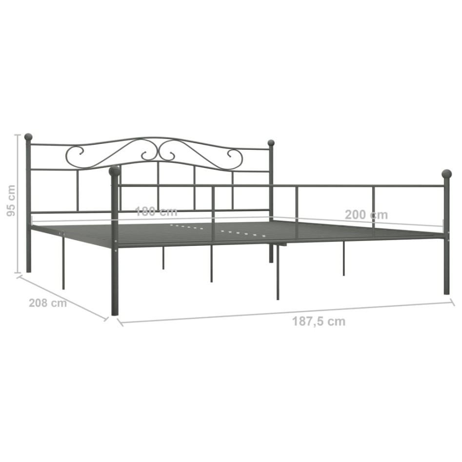 Estructura de cama de metal gris 180x200