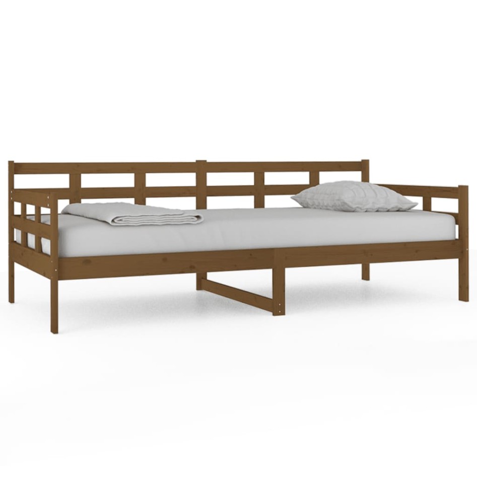 Sofá cama madera maciza de pino marrón miel 90x200