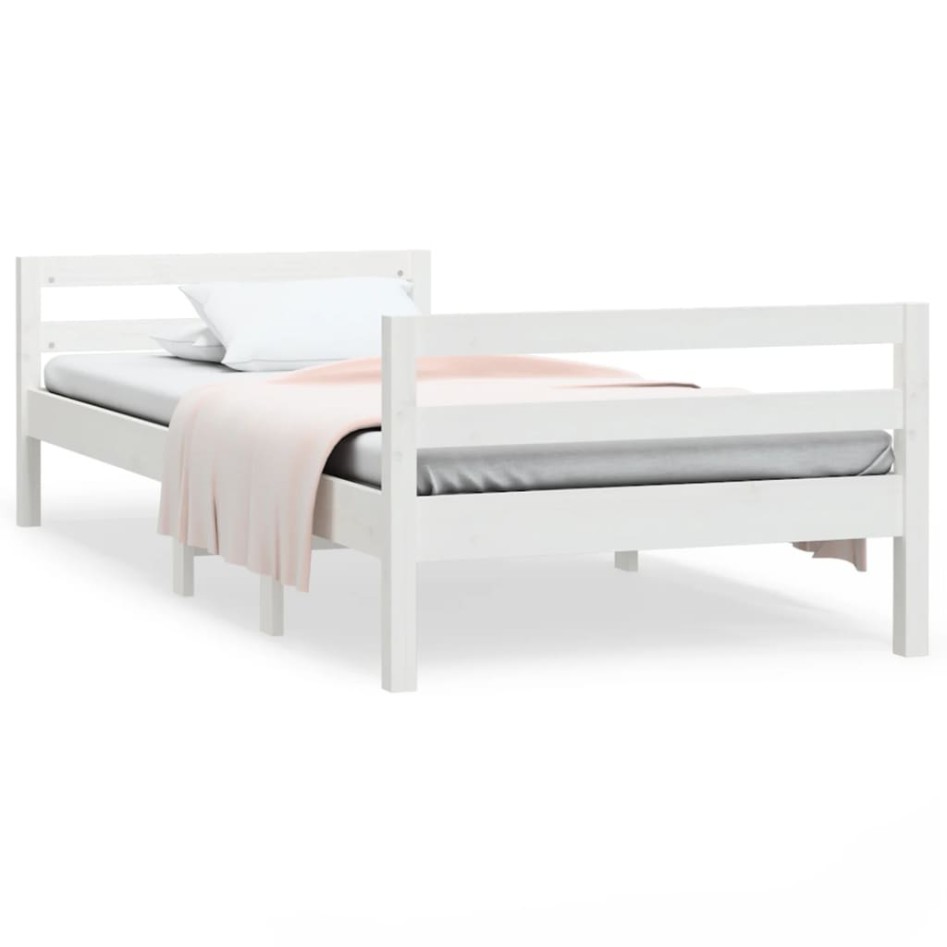 Estructura de cama madera maciza de pino blanco 90x190