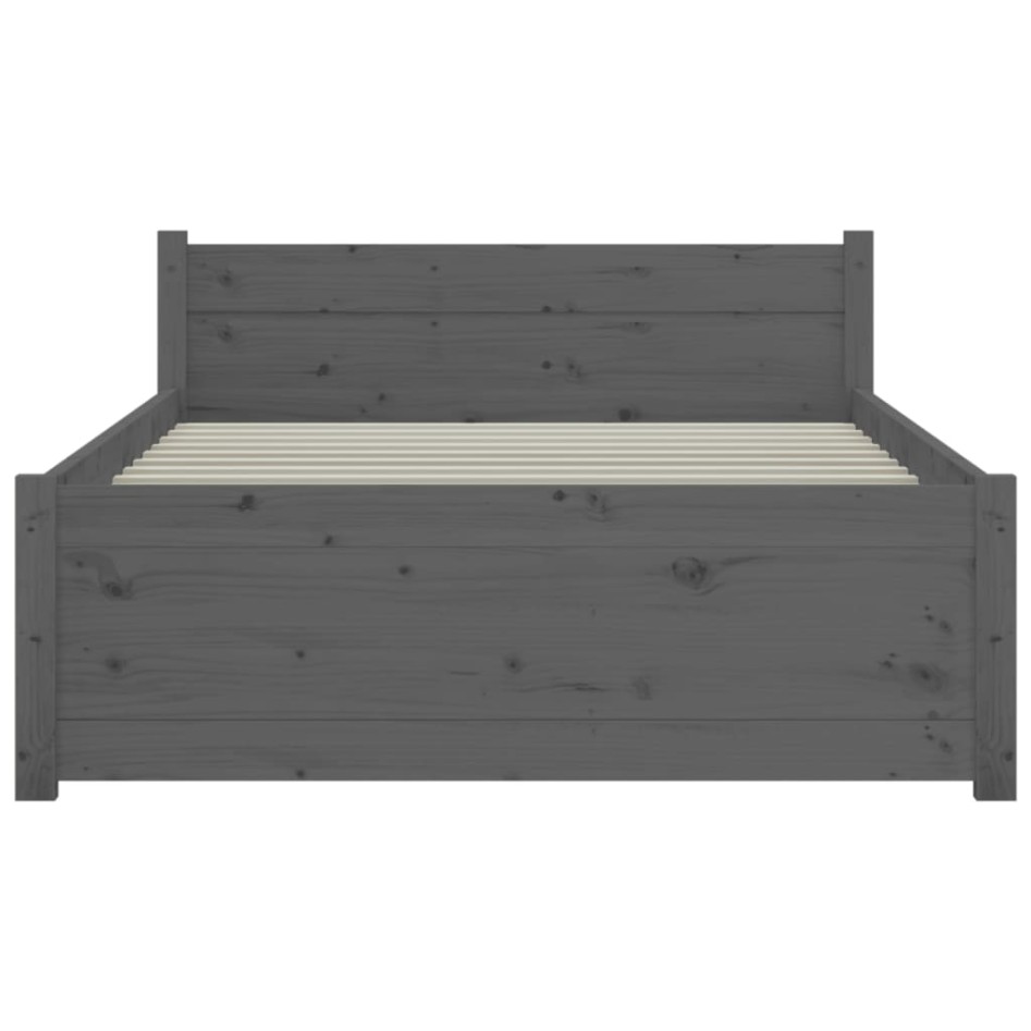 Estructura de cama individual madera maciza gris 75x190