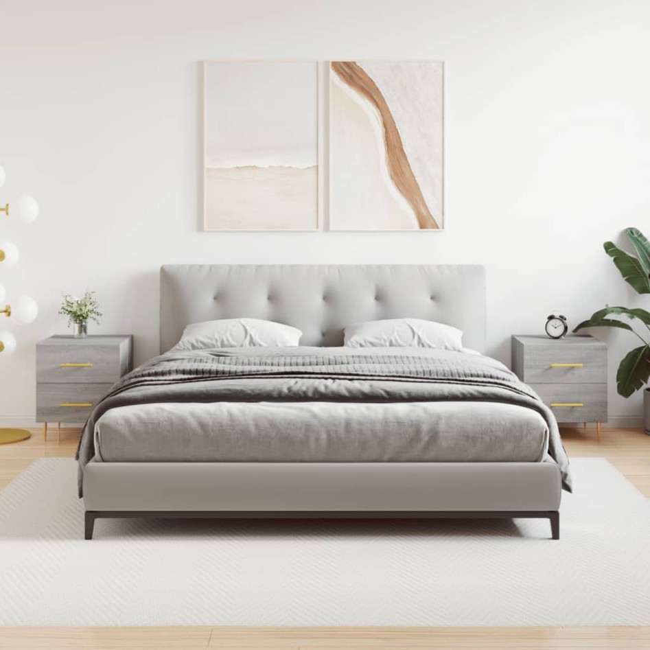 Mesitas noche 2 uds madera ingeniería gris Sonoma 40x35x47,5