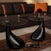 Mesa de centro superficie redonda vidrio negro brillante 2 uds