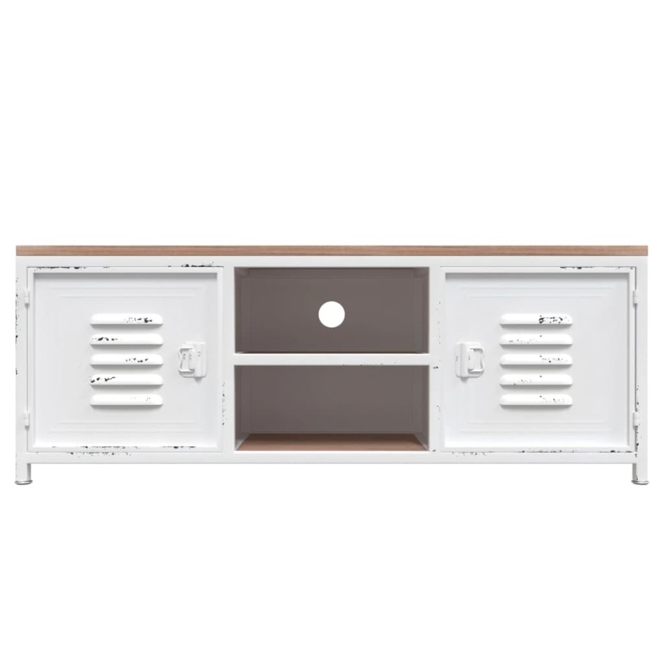 Mueble de TV hierro y madera maciza de abeto blanco