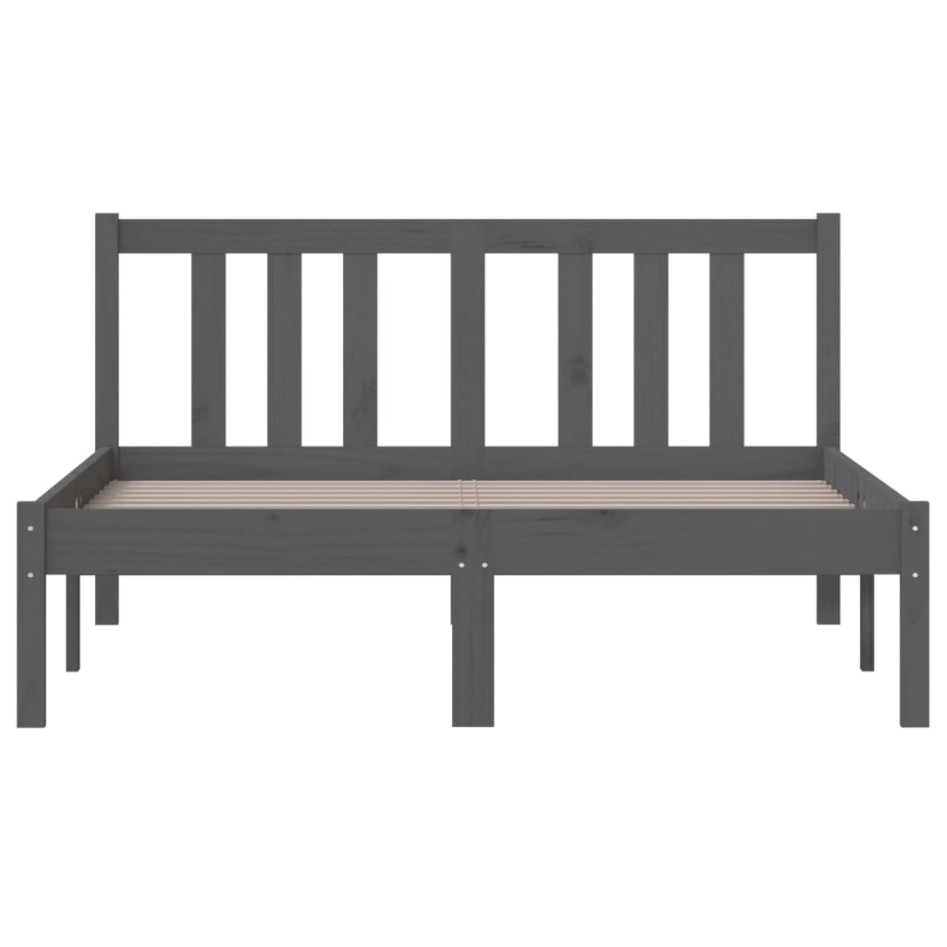 Estructura de cama doble pequeña madera maciza gris 120x190