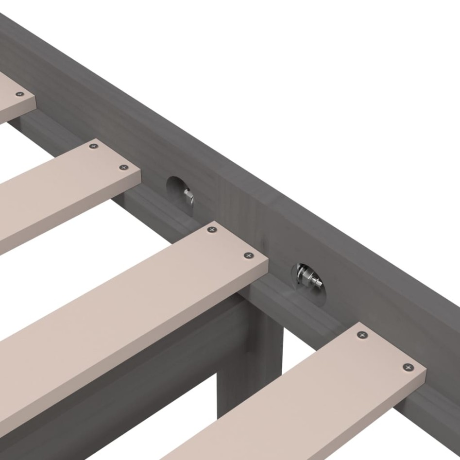 Estructura de cama doble pequeña madera maciza gris 120x190