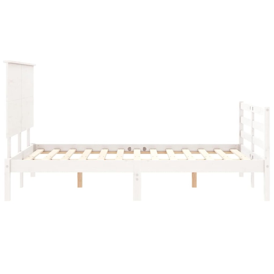 Estructura de cama con cabecero madera maciza blanco 120x200