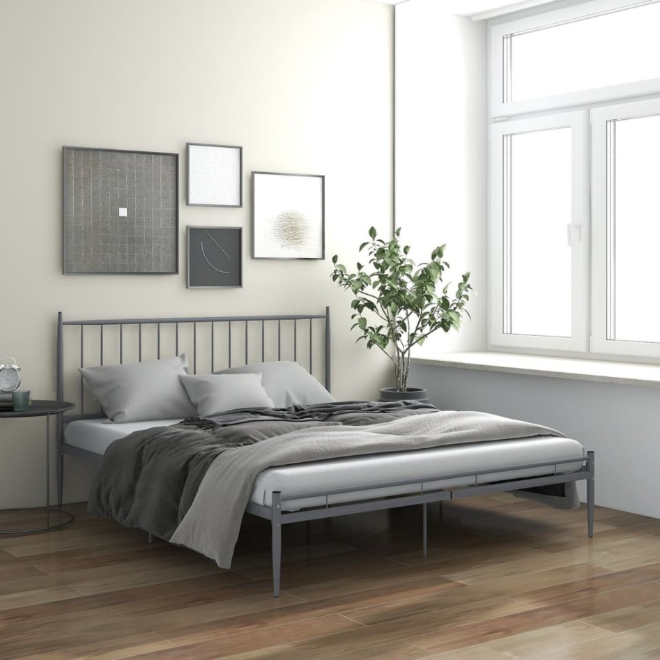 Estructura de cama de metal gris 140x200