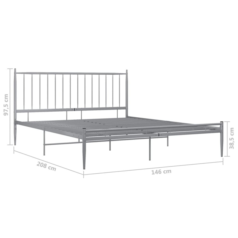 Estructura de cama de metal gris 140x200