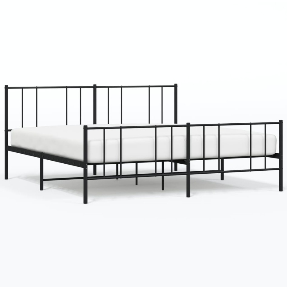 Estructura de cama cabecero y estribo metal negro 180x200