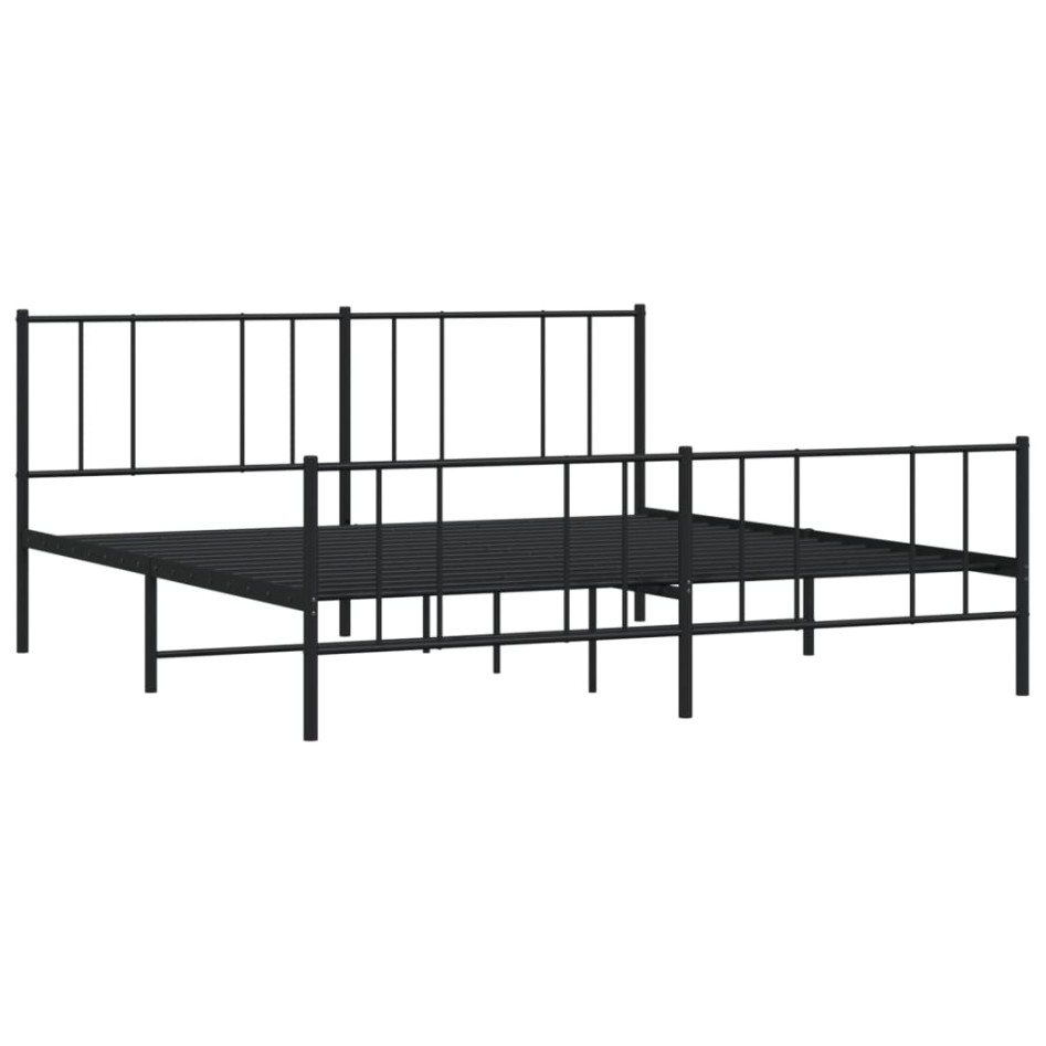 Estructura de cama cabecero y estribo metal negro 180x200