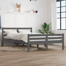 Estructura de cama madera maciza gris 120x200