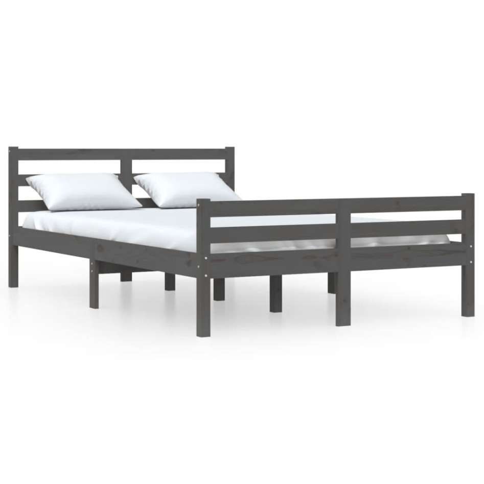 Estructura de cama madera maciza gris 120x200
