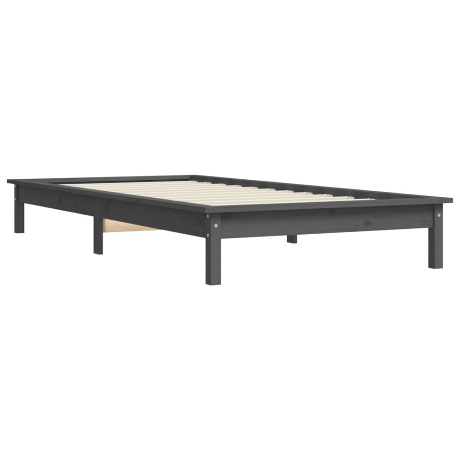 Estructura de cama madera maciza de pino gris 90x200