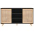 Aparador negro madera pino maciza y ratán natural 105x30x60