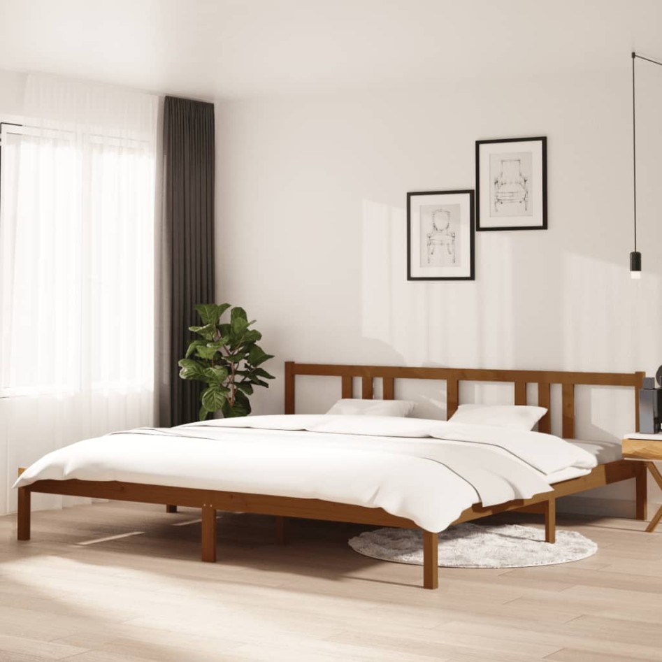 Estructura de cama madera maciza marrón miel 200x200