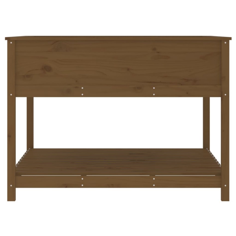 Jardinera y estante madera maciza pino marrón 111,5x111,5x81