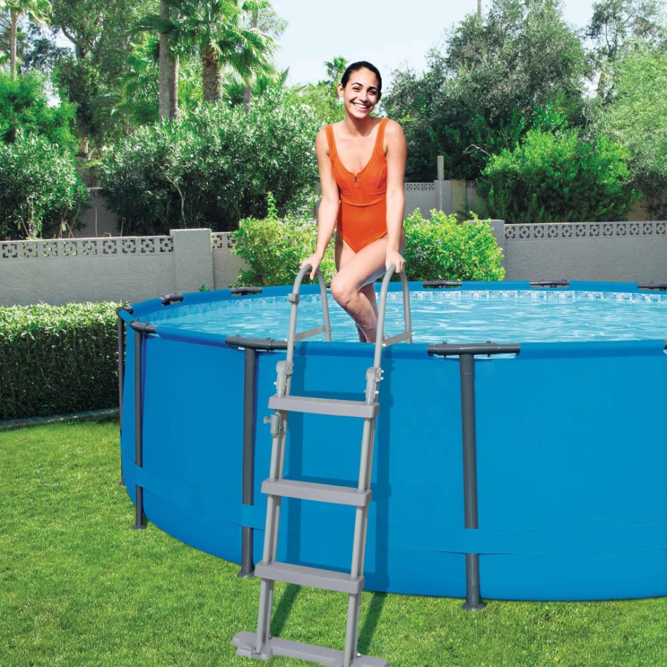 Bestway Escalera de seguridad para piscina 4 peldaños Flowclear 122