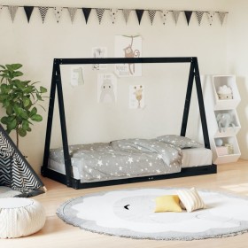 Estructura de cama para niños madera de pino negro 80x160