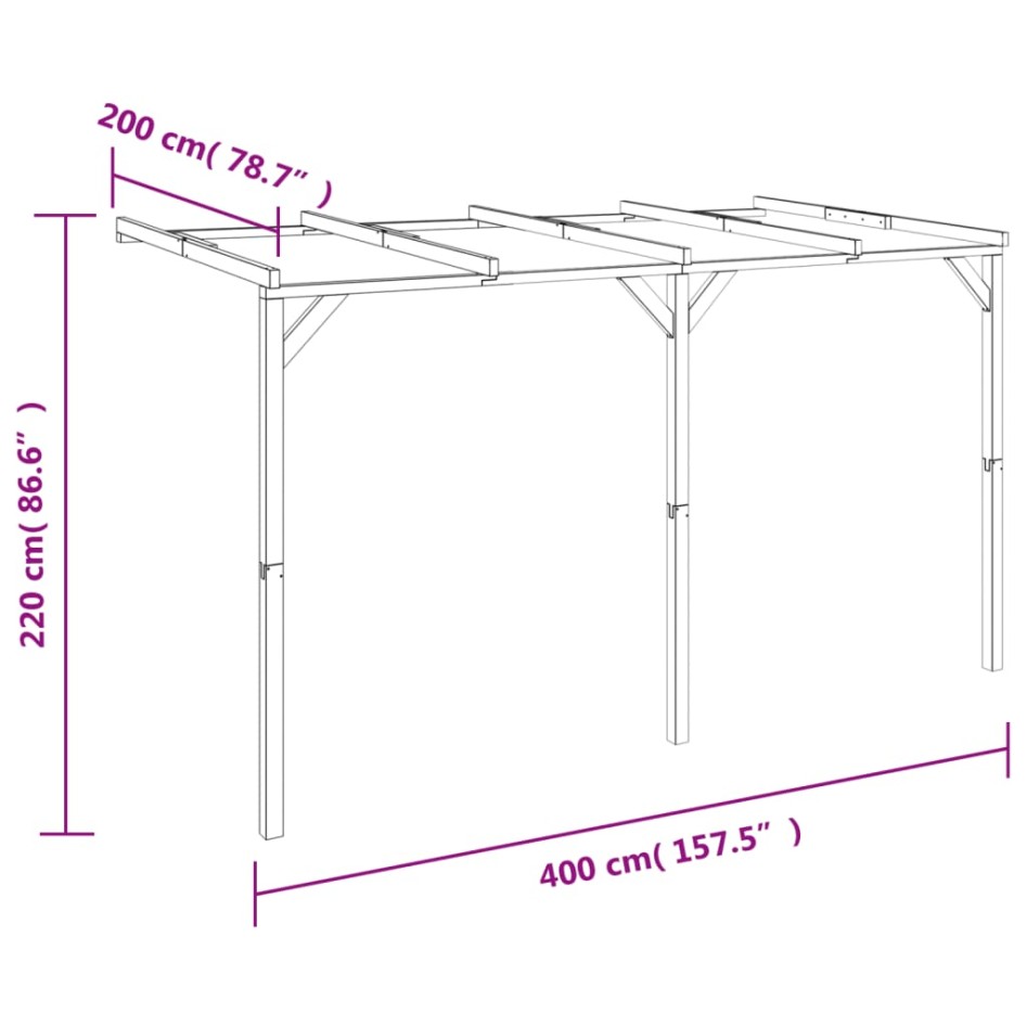Pérgola cobertizo de madera 2x4x2,2