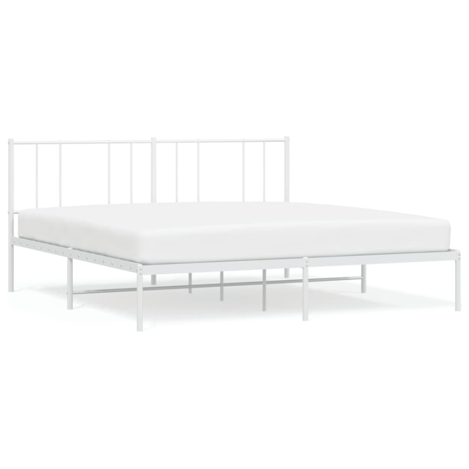 Estructura de cama de metal con cabecero blanco 193x203
