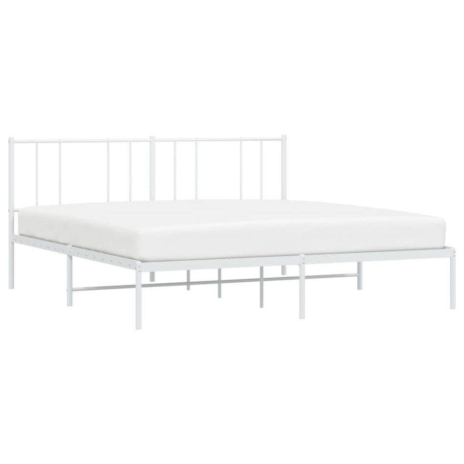 Estructura de cama de metal con cabecero blanco 193x203