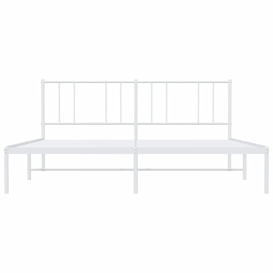 Estructura de cama de metal con cabecero blanco 193x203