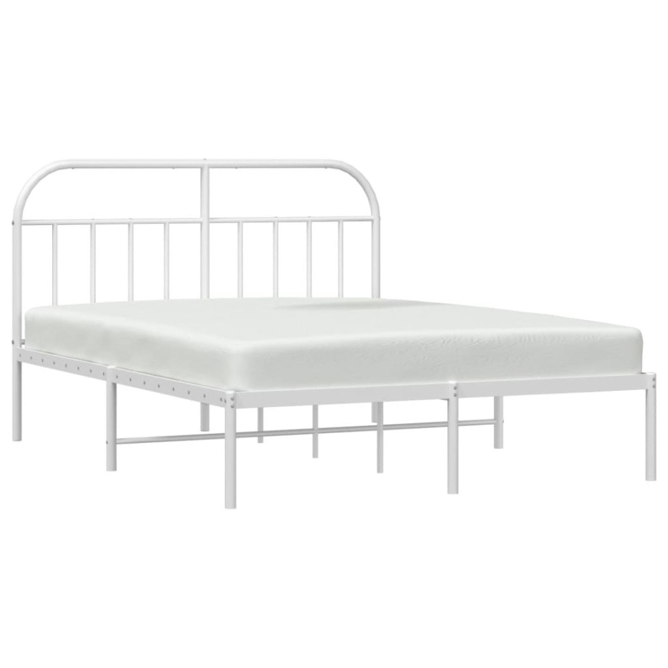 Estructura de cama de metal con cabecero blanco 183x213