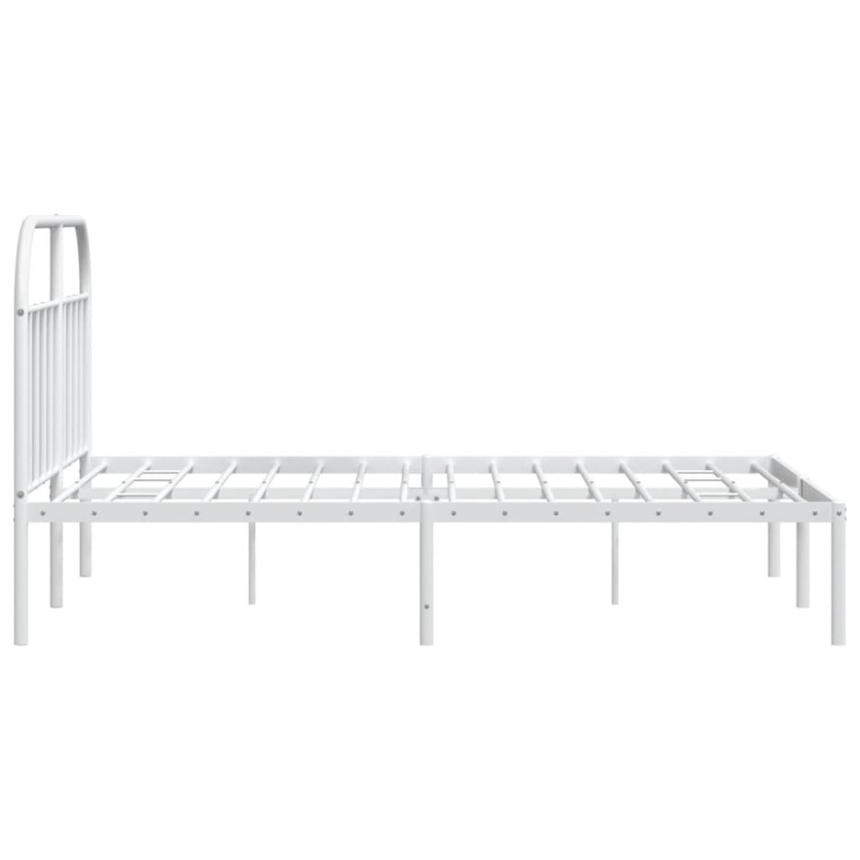 Estructura de cama de metal con cabecero blanco 183x213